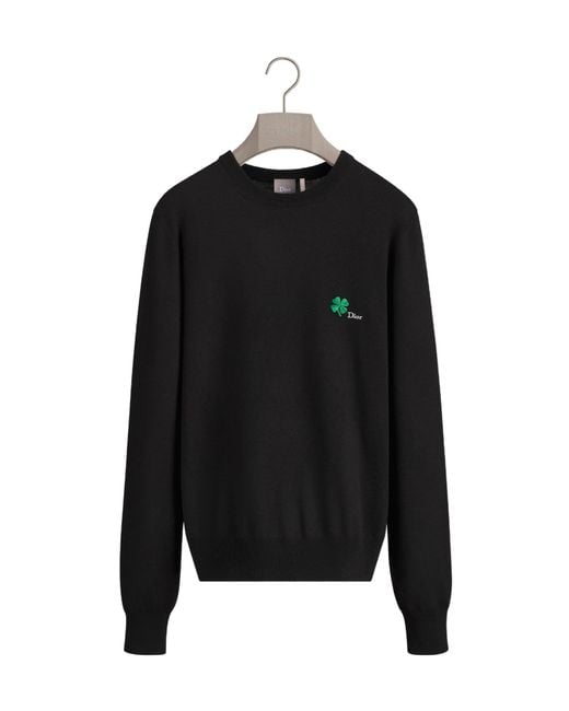 Dior Black Sweater With Clover Embroidery for men