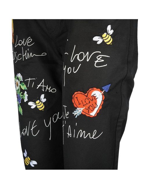 Moschino Black Logo Printed Jeans