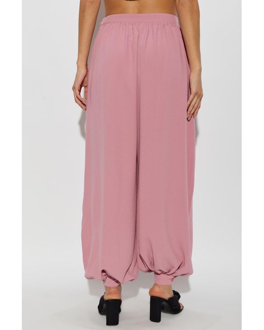 ROTATE BIRGER CHRISTENSEN Pink Elastic-Waist Casual Trousers