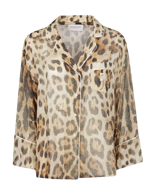 ERMANNO FIRENZE Natural Printed Long Sleeve Pyjama Shirt