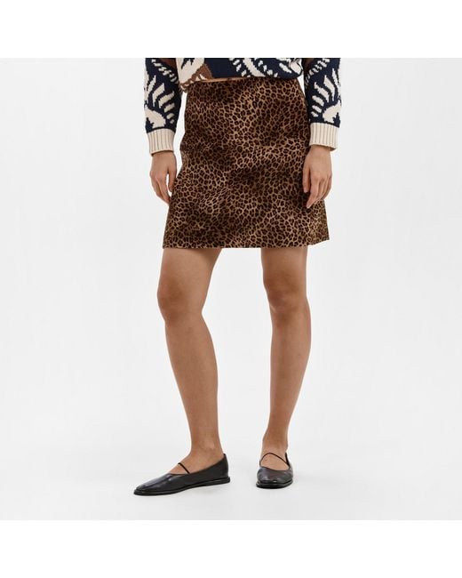 Weekend by Maxmara Brown Camel Spot Printed Half Skirt