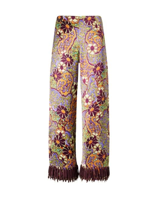 ALÉMAIS Red Printed Satin Wide-Leg Pants