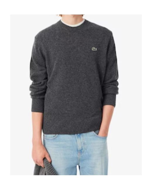 Lacoste Gray Embroidered Crew-Neck Sweater for men
