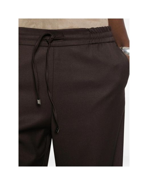 Berwich Brown Elastic-Waist Casual Trousers