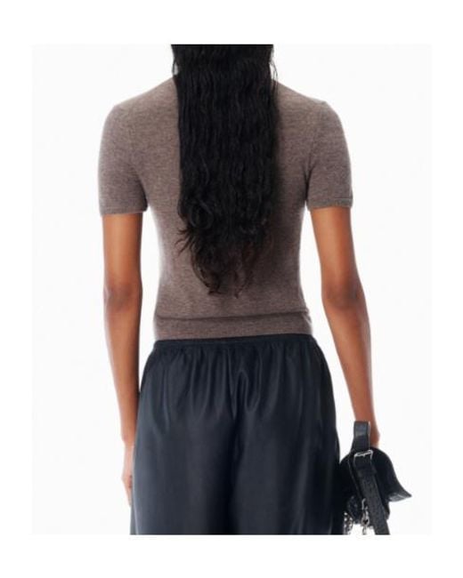 T By Alexander Wang Gray Logo Patch Crewneck Knitted T-Shirt