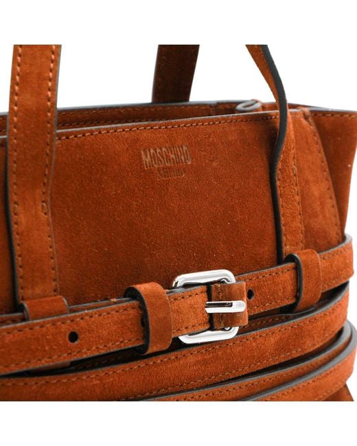 Moschino Brown Tie Me Top Handle Tote Bag