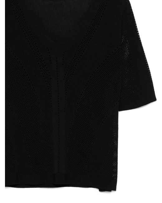 D.exterior Black V-Neck T-Shirt
