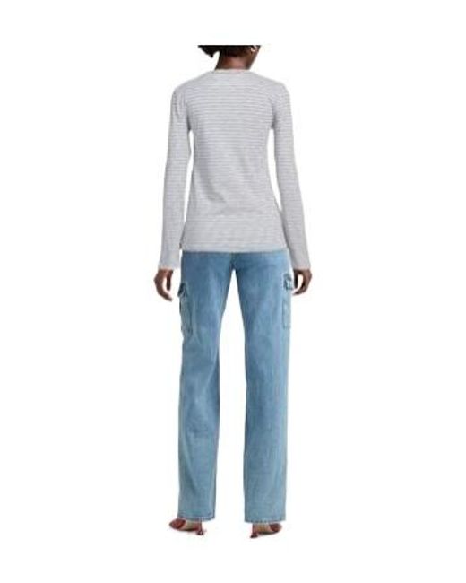 Rag & Bone Gray Fine Horizontal Stripe Crew-Neck Long-Sleeve Top