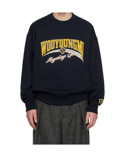 Wooyoungmi Blue Logo Crewneck Sweatshirt for men