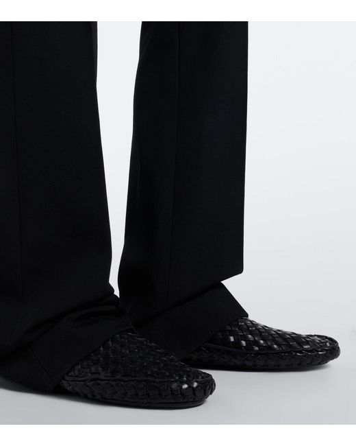 The Row Black Woven Leather Mules