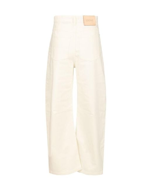 Loewe White Logo Patch Wide Leg Jeans