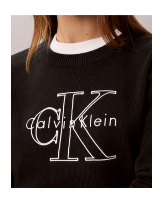 Calvin Klein Blue Logo-Embroidered Sweater