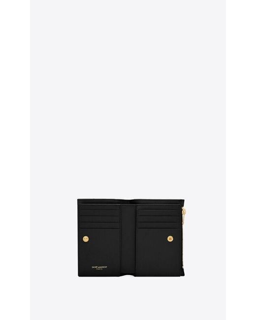 Saint Laurent Black Cassandre Matelassé Bifold Wallet