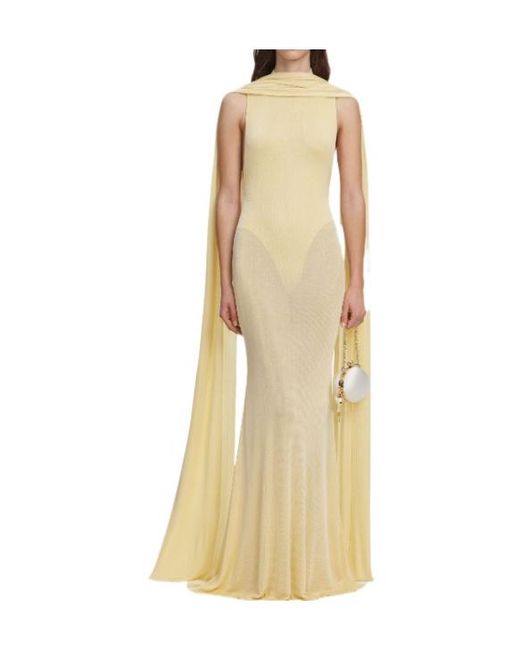 Self-Portrait Natural Viscose Knit Scarf Maxi Dress