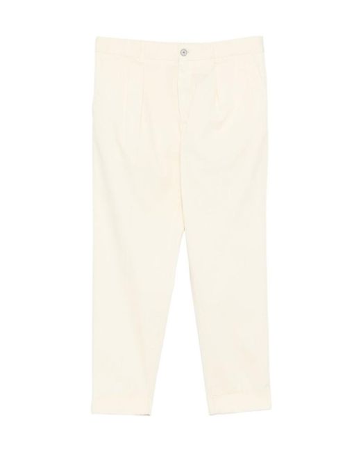 Incotex White Pleated Cuffed Pants for men