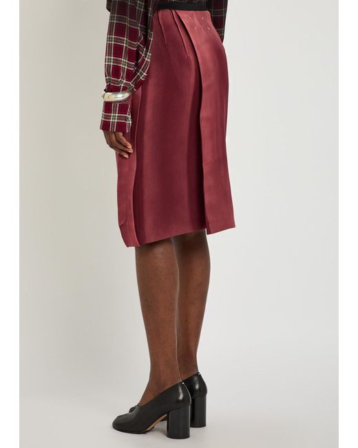 Maison Margiela Red Satin Midi Skirt