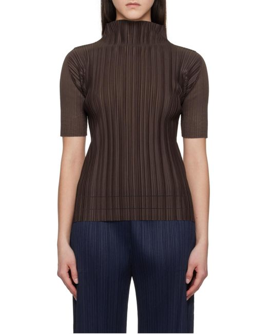 Pleats Please Issey Miyake Brown Turtleneck Sweater
