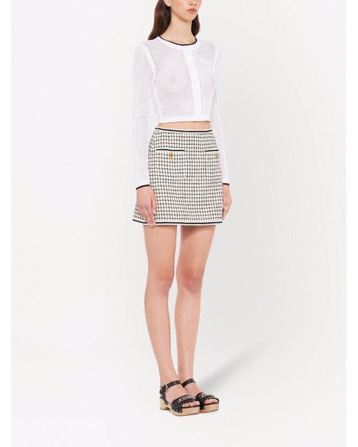 Miu Miu White Checked Tweed Skirt