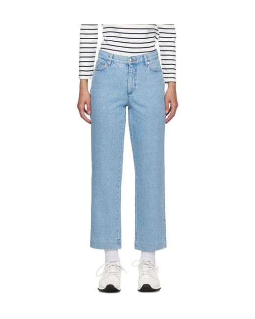 A.P.C. Blue New Sailor Stitch Detail Denim Pants