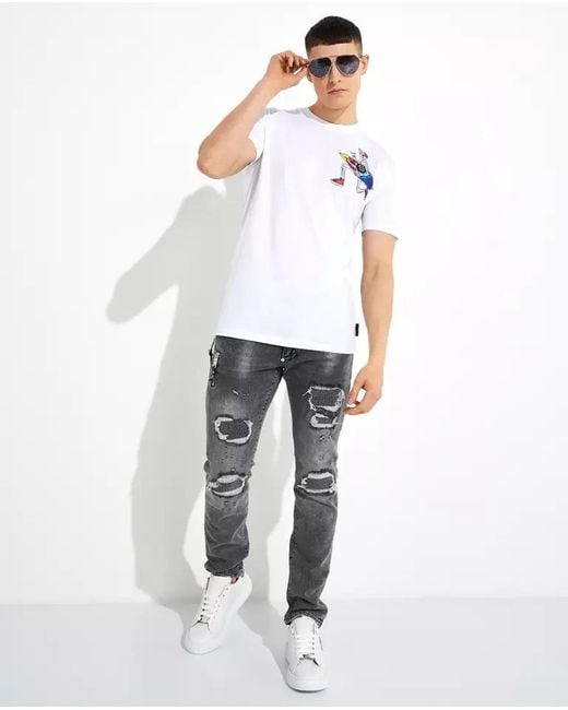 Philipp Plein Gray Belt-Loop Jeans for men