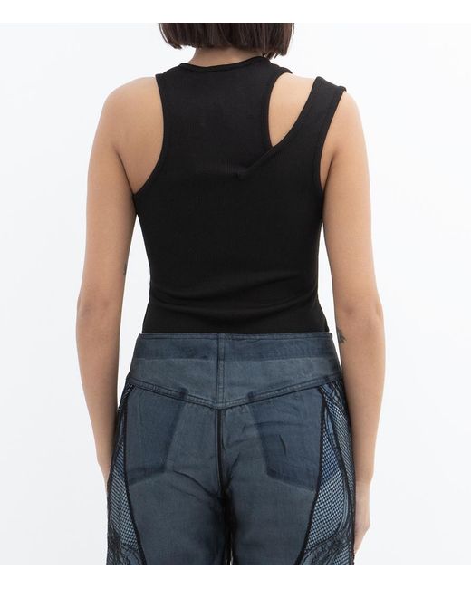 Christopher Esber Black Asymmetric Ribbed Tank Top