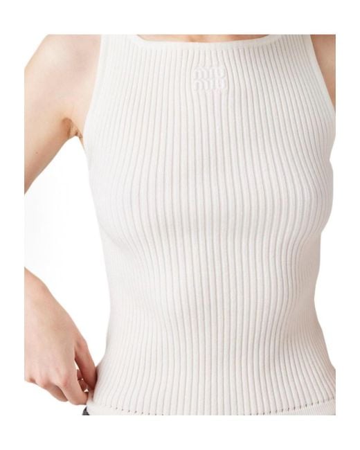 Miu Miu Black Ribbed Tank Top