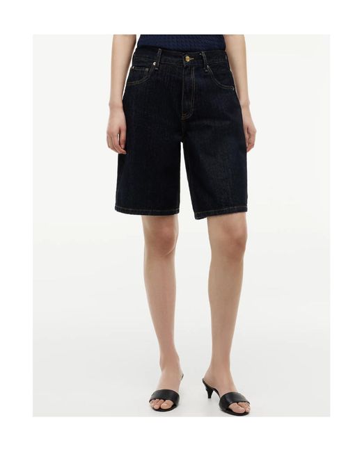 Tommy Hilfiger Blue High Rise Straight Denim Bermuda Shorts