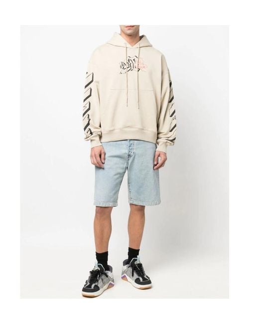 Off-White c/o Virgil Abloh Natural Arrows Logo Cotton Hoodie for men