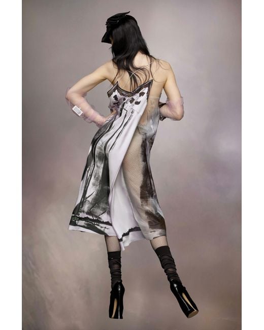 Maison Margiela Gray 'Freeze-Frame' Multicoloured Silk Blend Dress