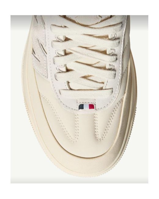 Moncler White Round-Toe Lace-Up Sneakers