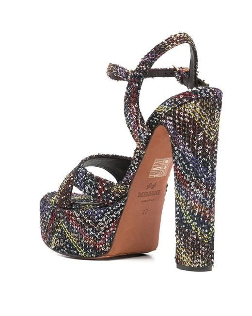 Missoni Multicolor Sequin Embellished Angela Platform Heel Sandals