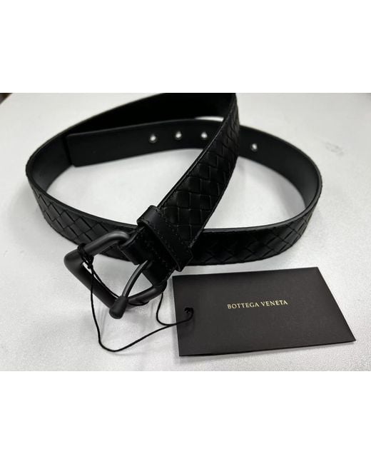 Bottega Veneta Gray Intrecciato Buckle Belt for men