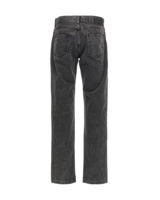 McQueen Gray Logo Tag Straight-Leg Jeans for men