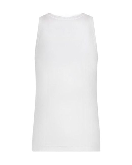 Dolce & Gabbana White Canotta Cotone Bielastico Etichetta Logo for men