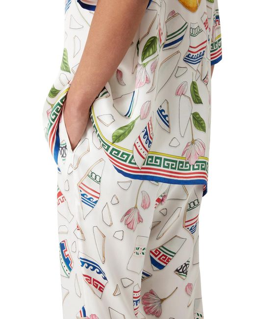 Casablanca White Le Vase Brise Silk Trousers for men