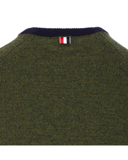 Thom Browne Green Crewneck Knitted Sweater for men