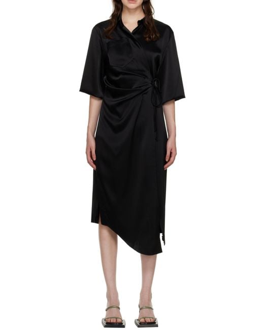 Nanushka Black Asymmetrical Wrapped Dress