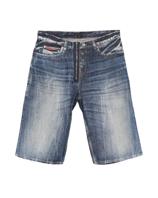 Martine Rose Blue Logo-Patch Denim Shorts for men