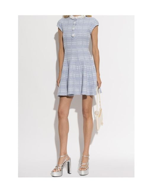 Self-Portrait Blue Round-Neck Dress