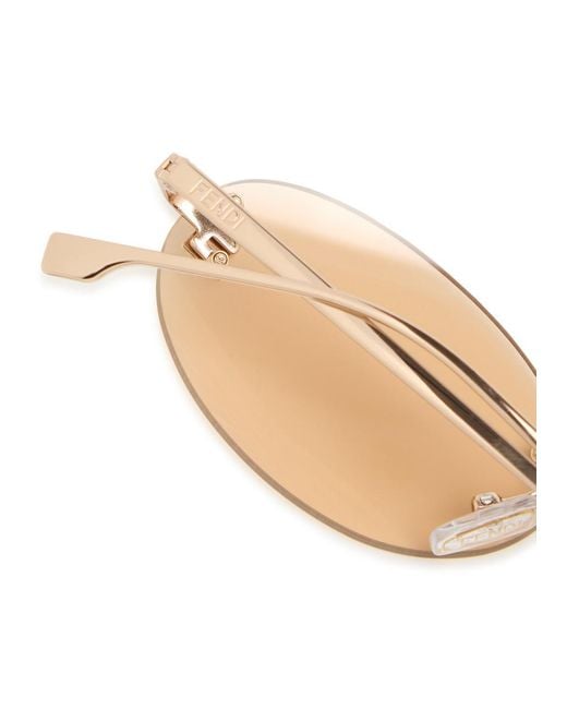 Fendi Natural Narrow Oval-Frame Sunglasses