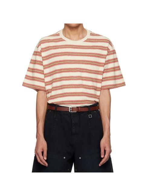 Wooyoungmi Black Striped Logo-Patch T-Shirt for men