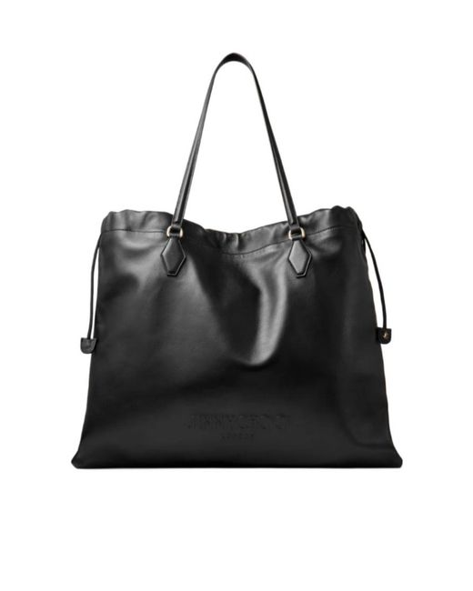 Jimmy Choo Black Large Drawstring Tote Bag