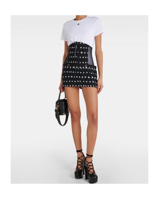 Vivienne Westwood Black Foam Polka-Dot Virgin Wool Miniskirt