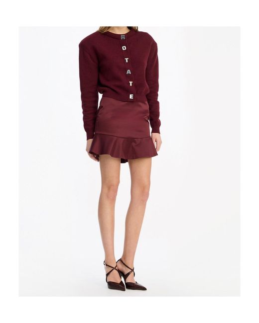 ROTATE BIRGER CHRISTENSEN Red Magtu Long-Sleeved Knit Cardigan
