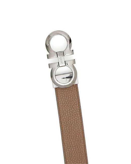Ferragamo White Ferragamo Gancini Reversible Belt for men