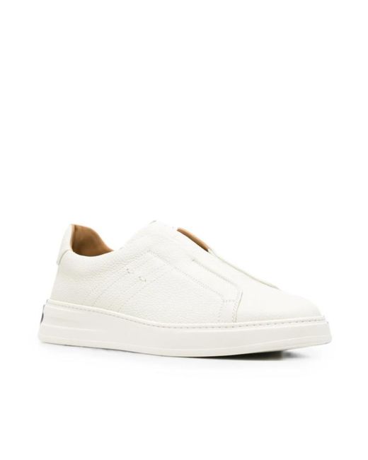 Henderson White Grainy Leather Sneakers for men