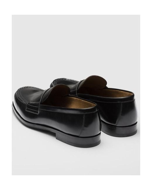Prada Black Logo-Triangle Slip-On Penny Loafers for men