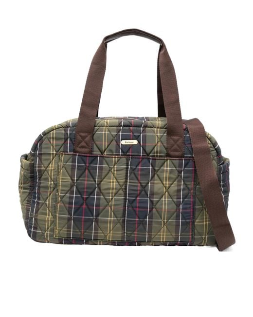 Barbour Black Wetherham Quilted Tartan-Pattern Tote Bag