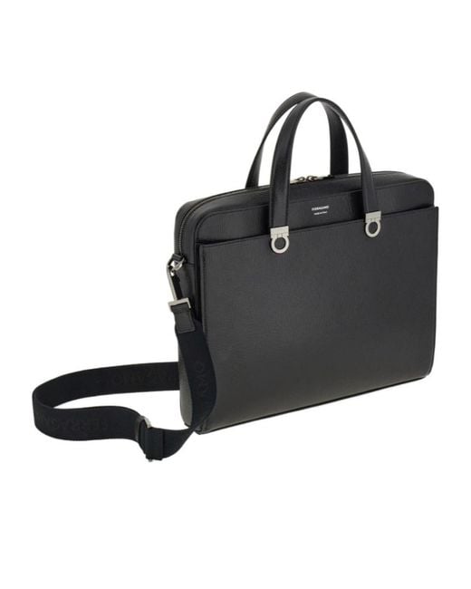 Ferragamo Black Ferragamo Gancini Top Handle Briefcase for men
