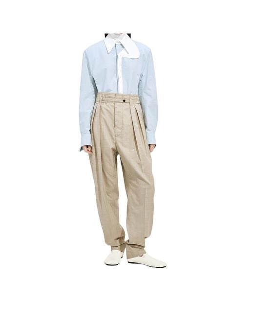 Bottega Veneta White Pleated High-Waist Pants